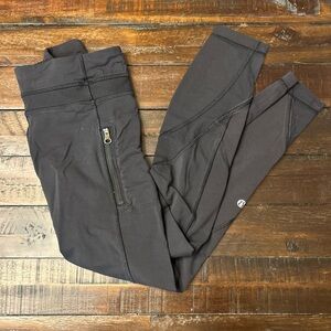 Black Lululemon mesh Leggings with Zippers size 4